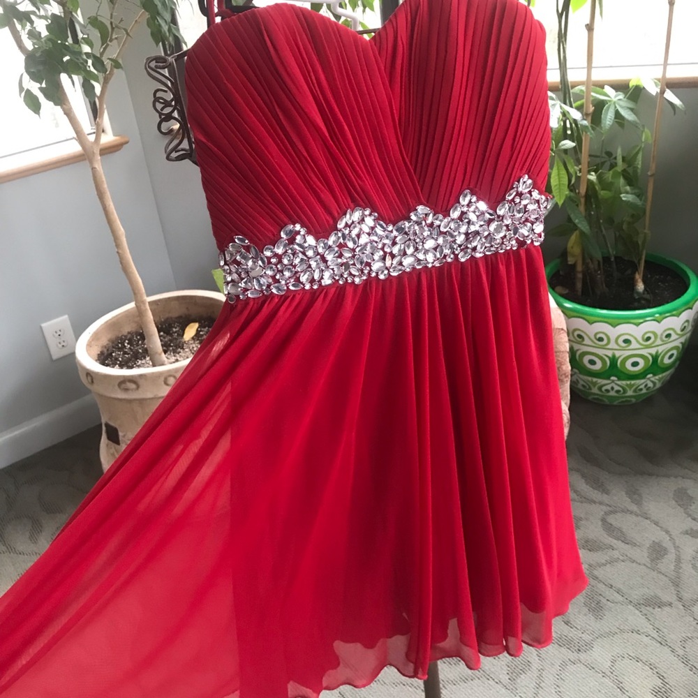 Red Dress With Rhinestones - Picture 2 of 7